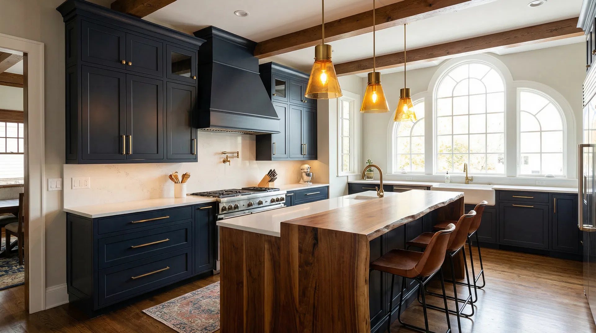 Custom kitchen remodel with island and pendant lighting by RBO Construction in Plano, TX